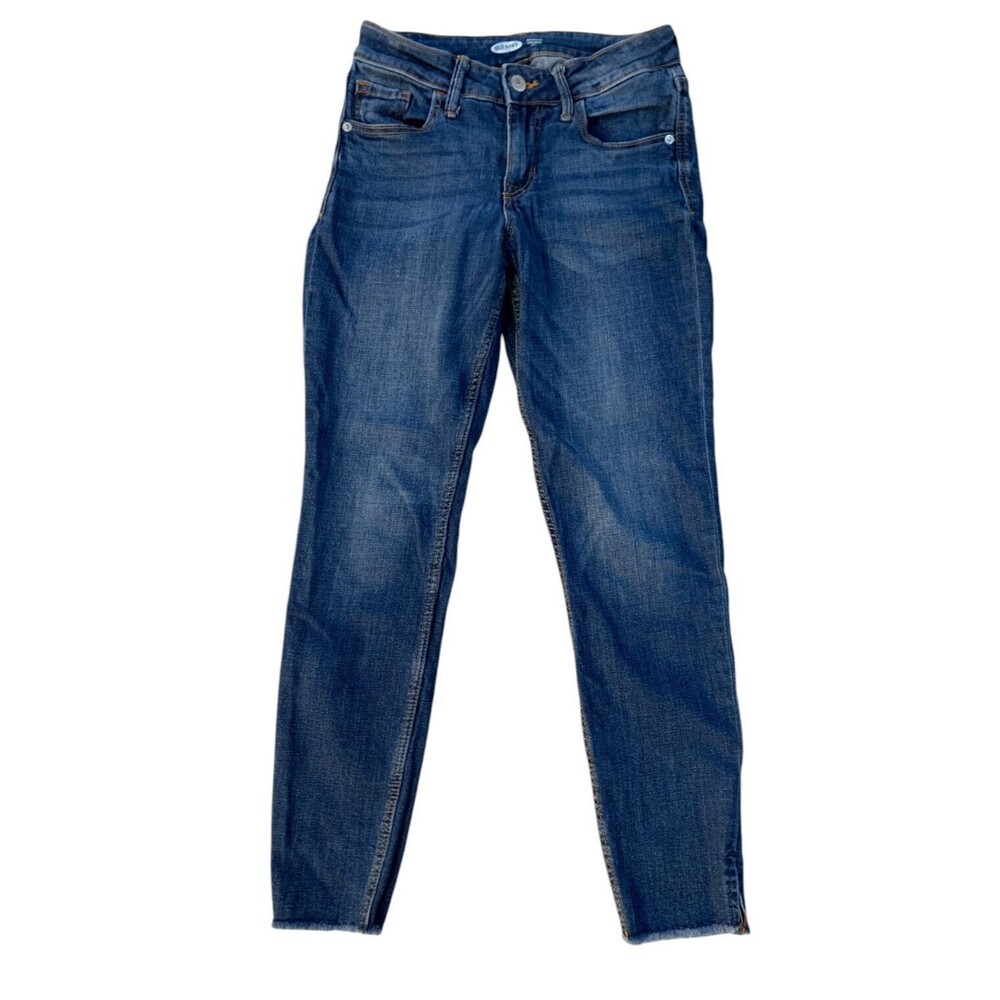 Old Navy Women's size 0 Rockstar Super Skinny Ankle Jeans Split Raw Hems